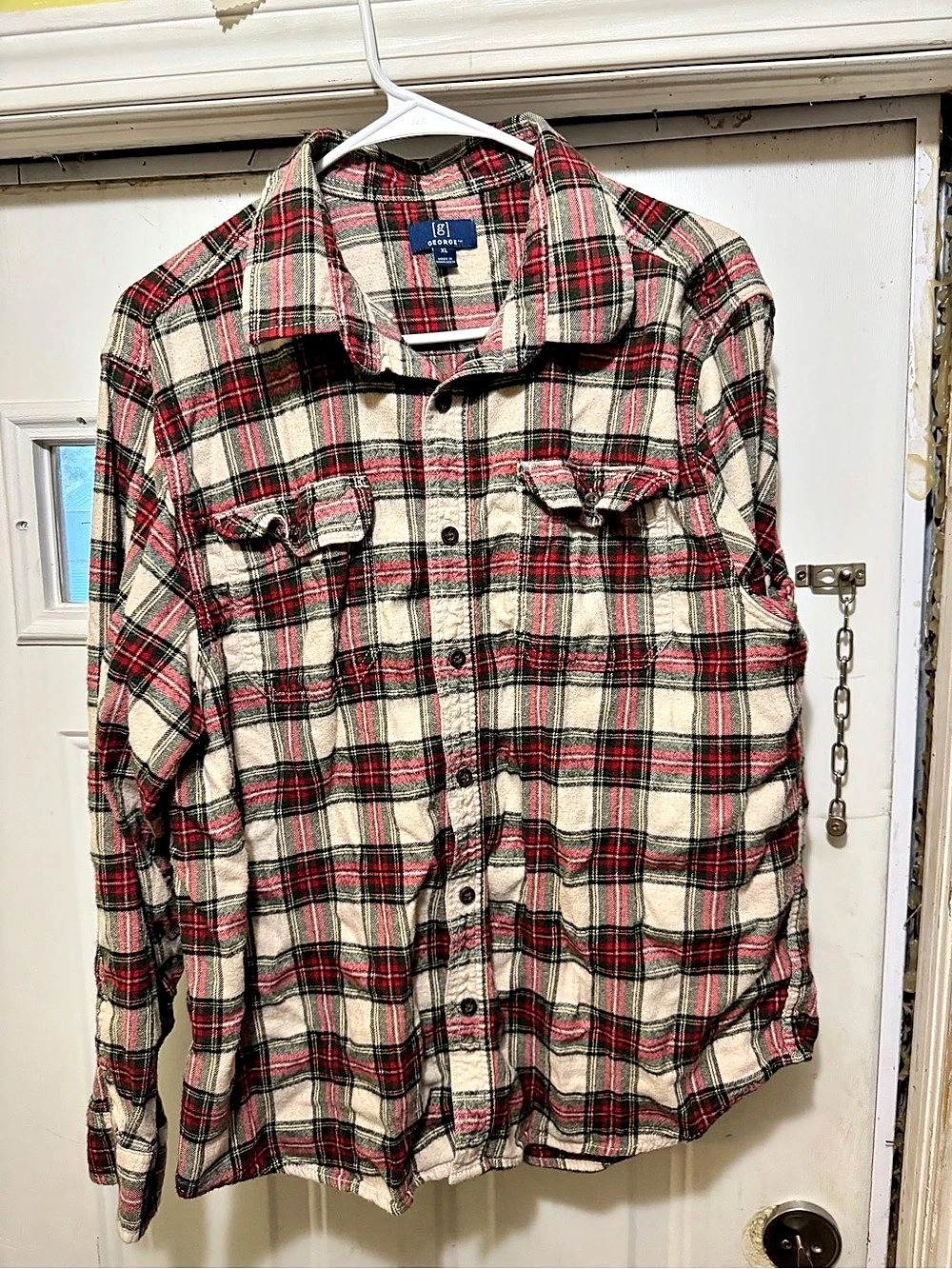 George Plaid Button Down Shirt in Red & Black XL Like New